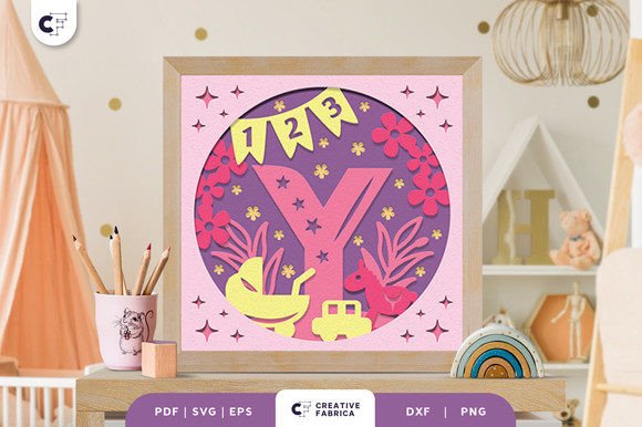 Download Baby Alphabet Y Monogram 3D Papercut SVG - Premium Resources