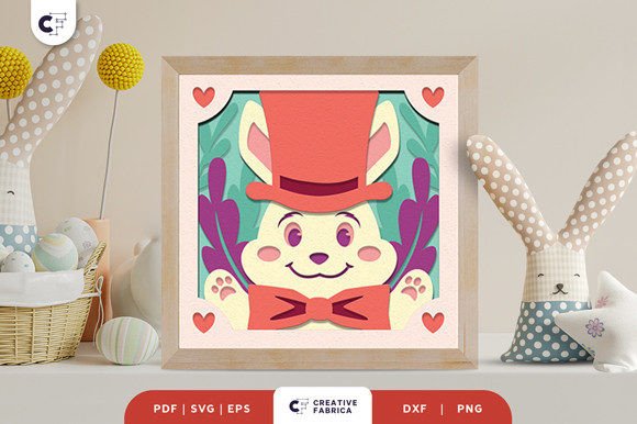 Download Vintage Retro Bunny 3D Shadow Box SVG - Vintage Collection