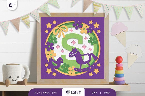 Download Baby Alphabet S Monogram 3D Papercut SVG - Premium Bundle