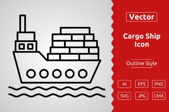 Download Vector Cargo Ship Outline Icon Design - Cargo Collection