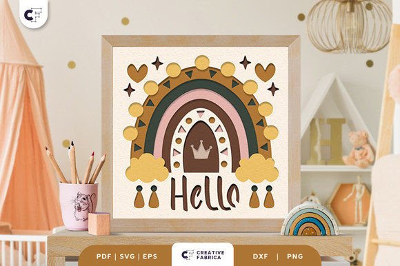 Download Nursery Room Boho Rainbow 3D Shadow Box - Premium Resources