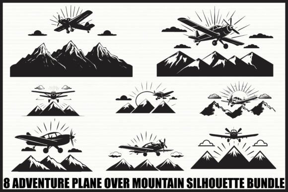 Download Vintage Plane &amp; Mountain Set - Vintage Collection