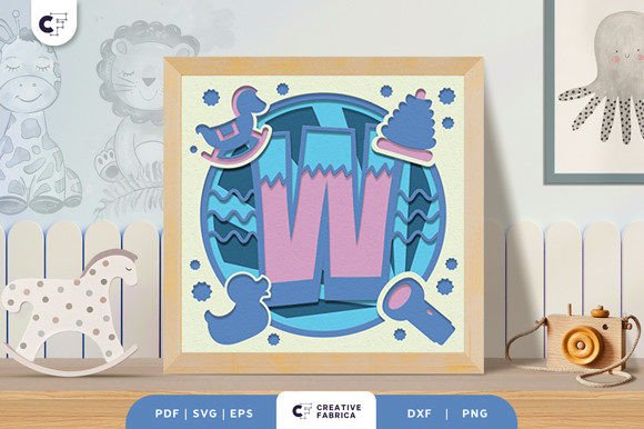 Download Letters W Baby Boy Alphabet 3D Papercut - Premium Bundle