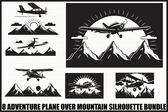 Download Vintage Plane &amp; Mountain Set - Vintage Collection