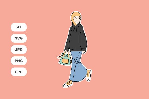 Download Hijab Girl in Hoodie and Cargo Skirt - Cargo Collection