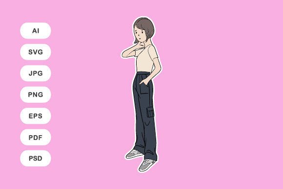 Download Girl in Cargo Pants Illustration - Cargo Collection