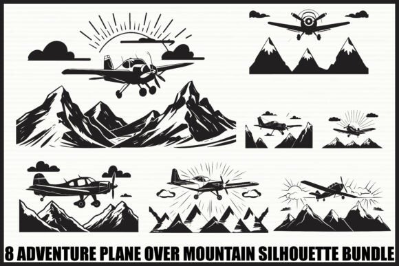 Download Vintage Plane &amp; Mountain Set - Vintage Collection